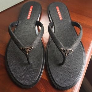 Prada Women's Saffiano Rubber Flip Flops